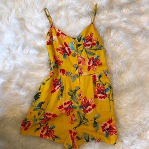 COPY - Yellow floral print romper